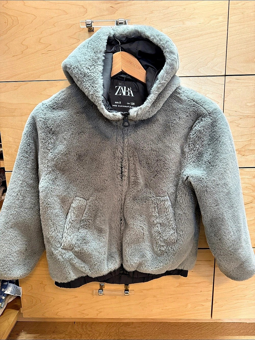 Zara Teddy Jacket in Gray Size Medium Like New